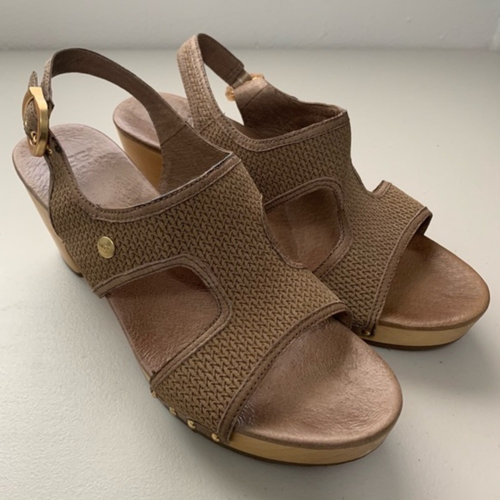 UGG Brown Woven Heeled Sandals